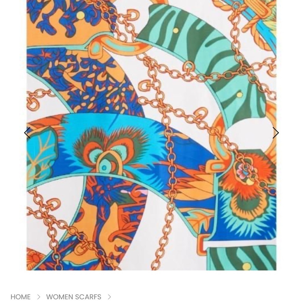 Vibrant Blue and Green Scarves with Botanical and Geometric Designs - Picture 4 of 6